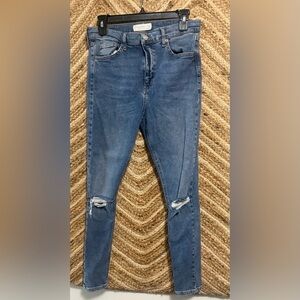 Topshop Medium Wash Ripped Skinny Denim Jeans,Jamie,Women's,US Size 4